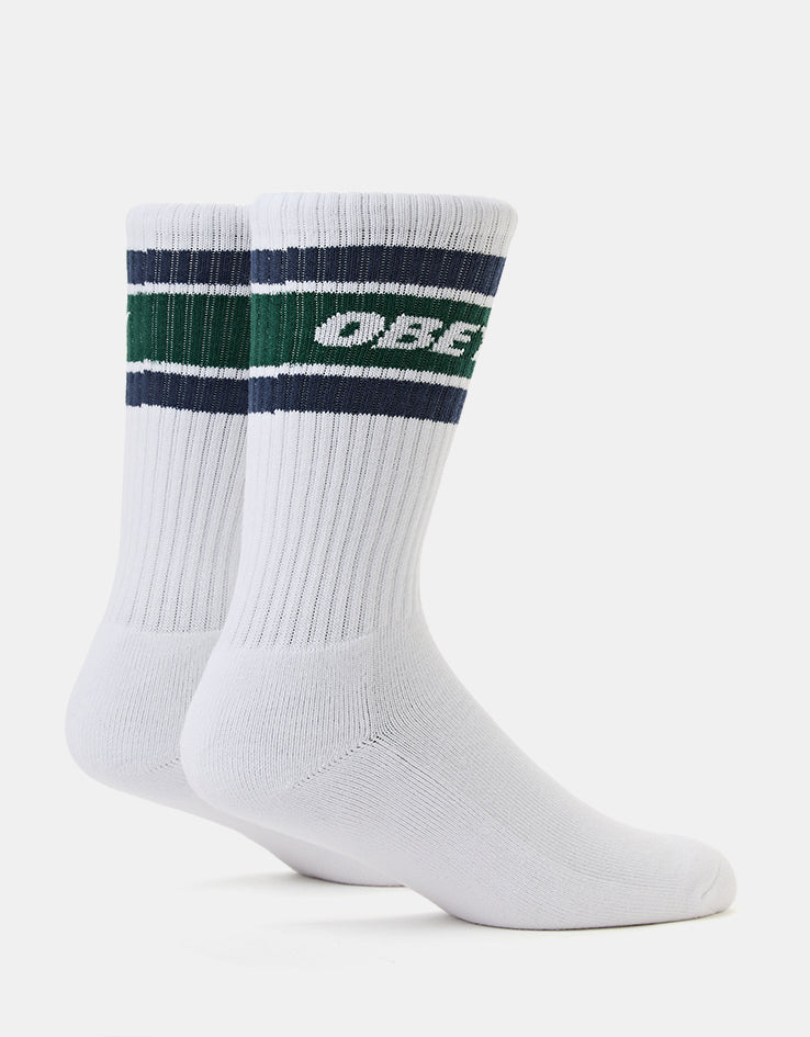 Obey Cooper II Crew Socks - White/Eden Green