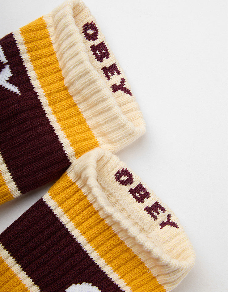 Obey Cooper II Crew Socks - Unbleached/Zinfandel