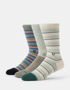 Stance Prep Stripe Crew 3 Pack Socks - Pale Blue