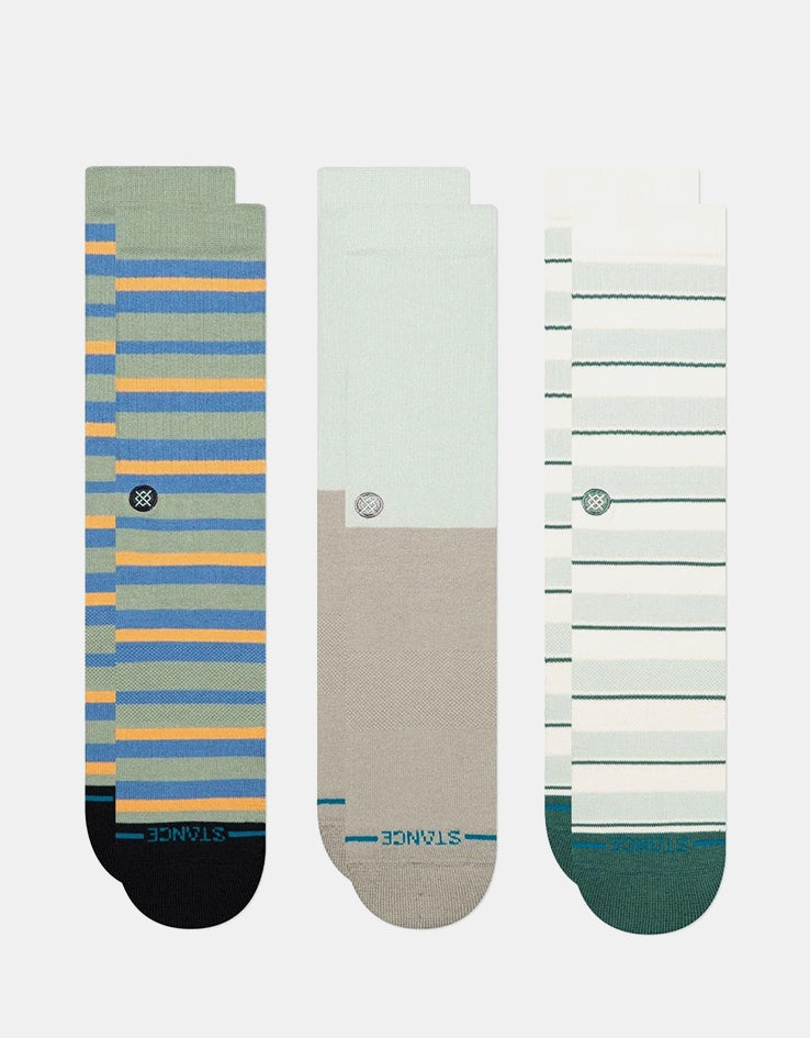 Stance Prep Stripe 3 Pack Crew Socks - Pale Blue