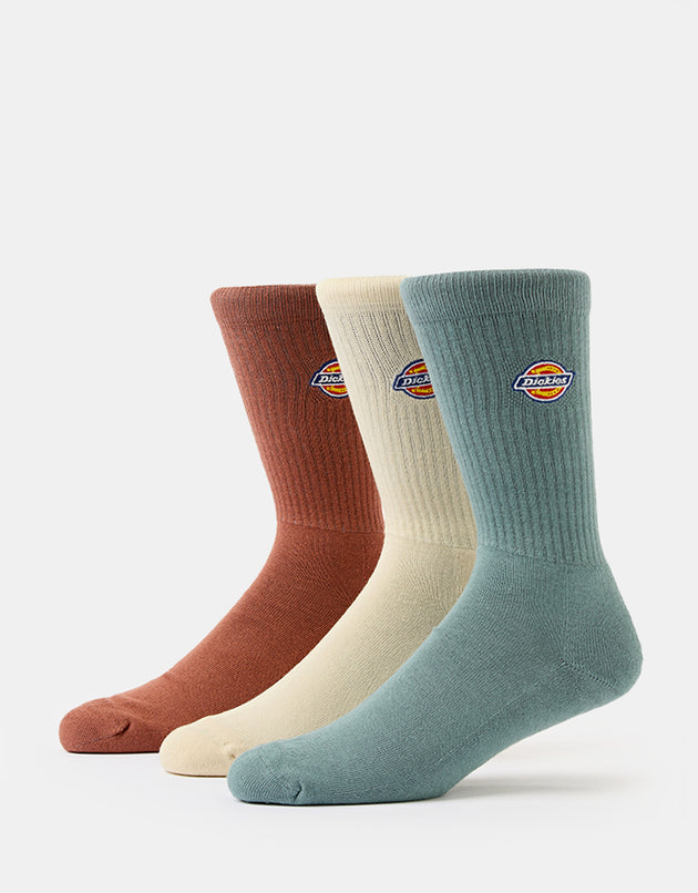Dickies Valley Grove 3 Pack Crew Socks - Stormy Sea