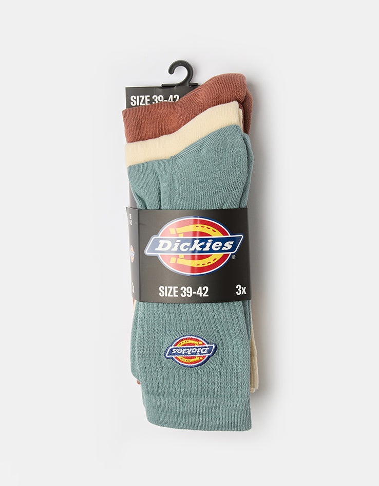 Dickies Valley Grove 3 Pack Crew Socks - Stormy Sea