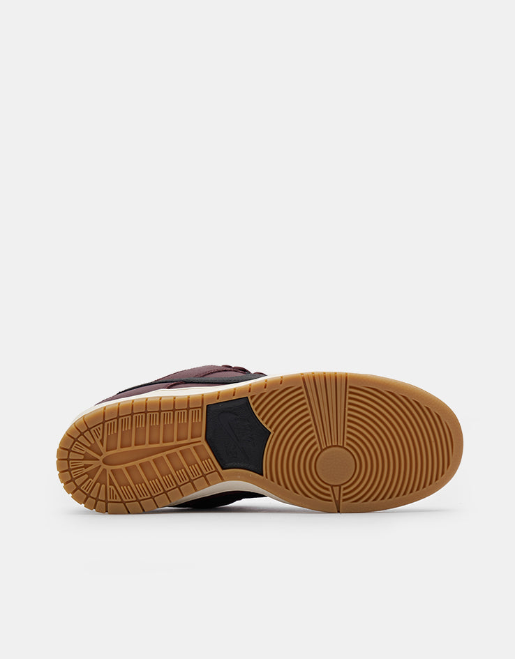 Nike SB 'Orange Label' Dunk Low Pro ISO Skate Shoes - Burgundy Crush/Black-Mystic Dates-Sail
