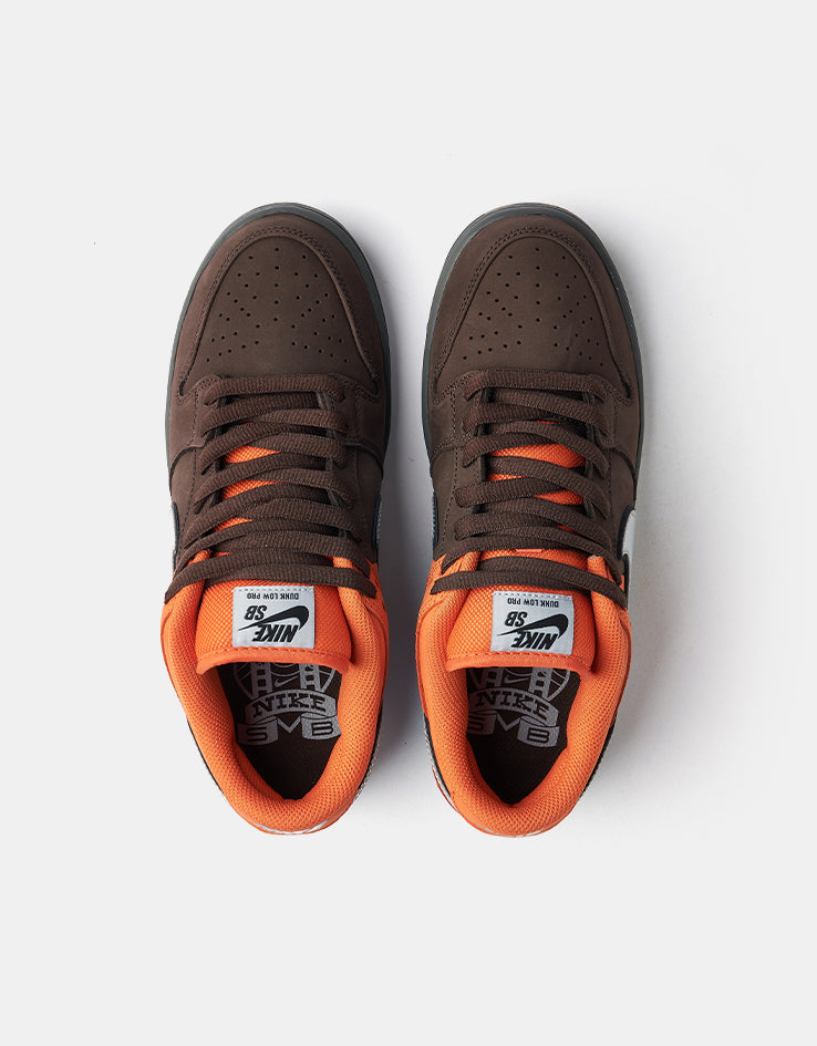 Nike SB 'Muni Pass' Dunk Low Pro Skate Shoes - Safety Orange/Wolf Grey-Baroque Brown