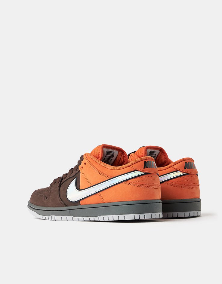 Nike SB 'Muni Pass' Dunk Low Pro Skate Shoes - Safety Orange/Wolf Grey-Baroque Brown