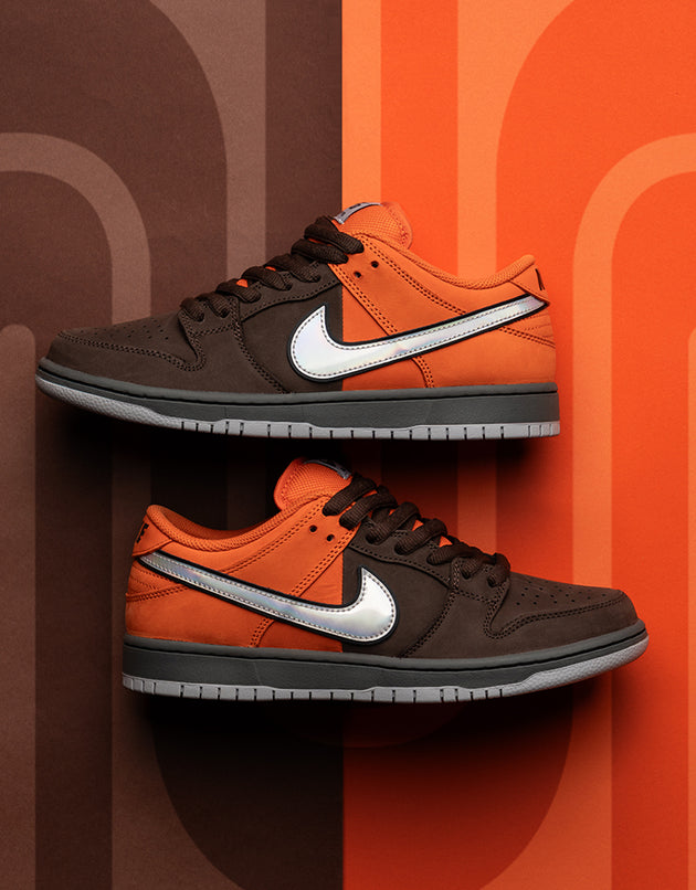 Nike SB 'Muni Pass' Dunk Low Pro Skate Shoes - Safety Orange/Wolf Grey-Baroque Brown