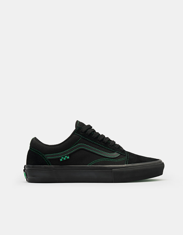 Vans Skate Old Skool Shoes - Black/Black/Green