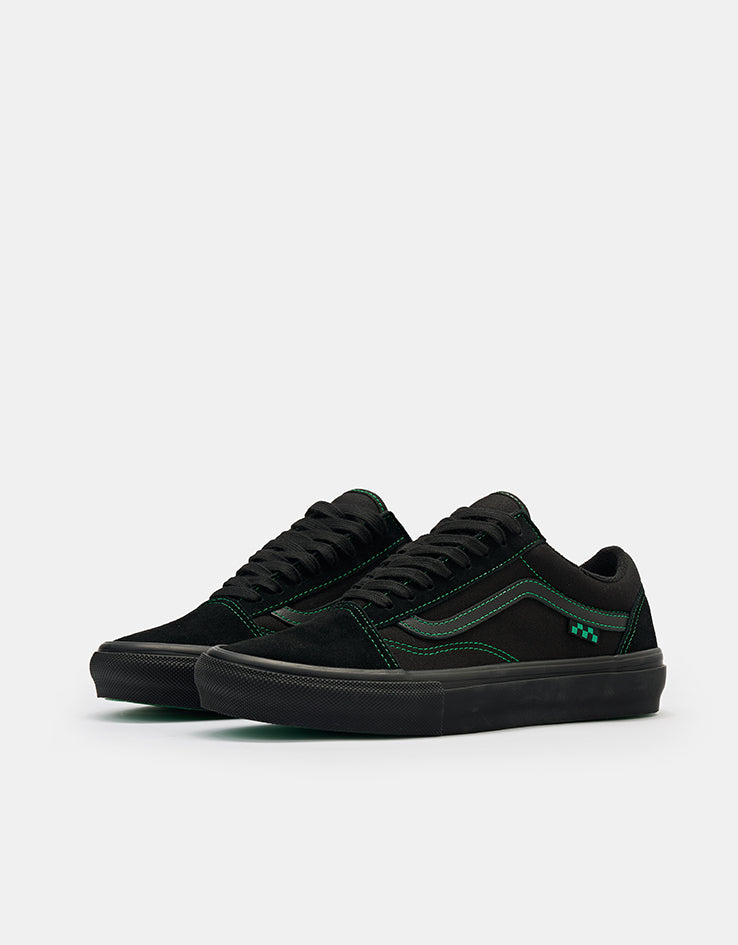 Vans Skate Old Skool Shoes - Black/Black/Green