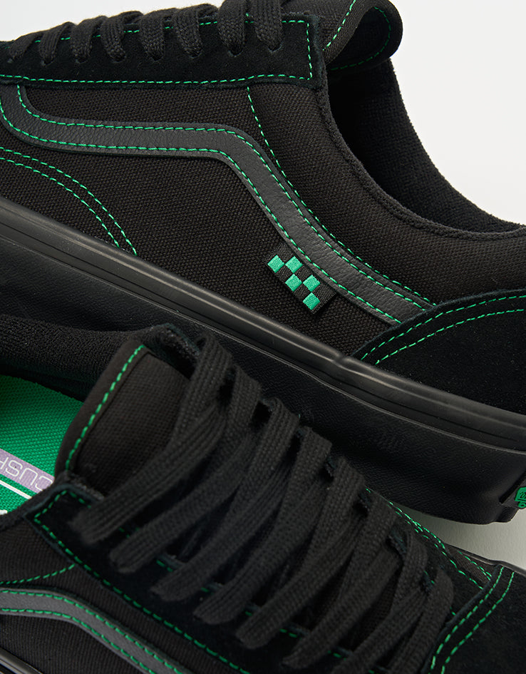 Vans Skate Old Skool Shoes - Black/Black/Green