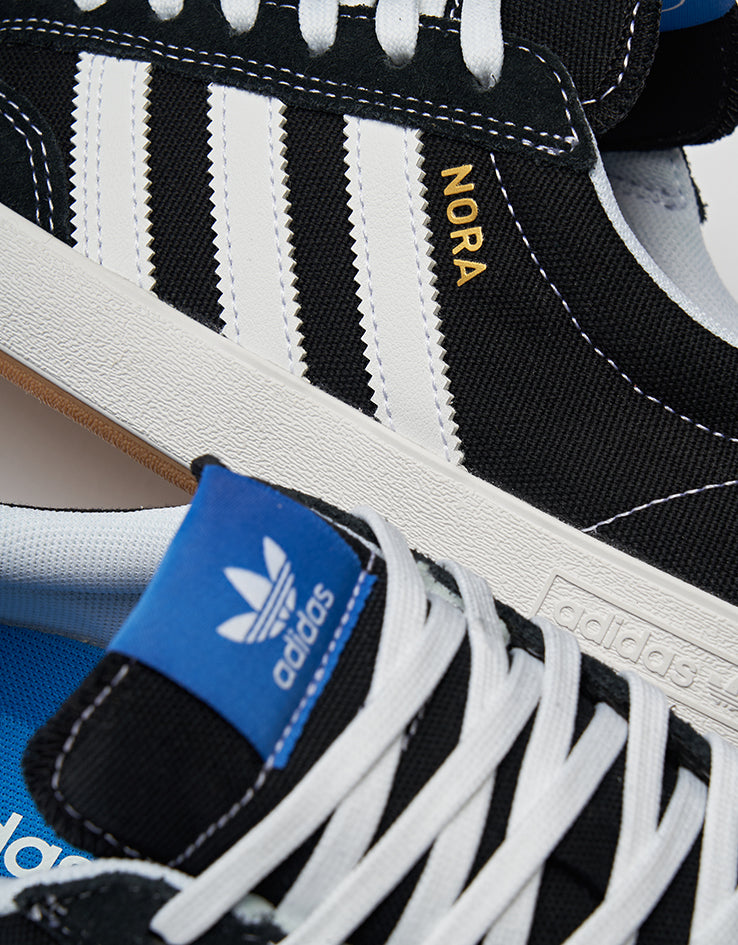 adidas Nora Skate Shoes - Core Black/White/Bluebird