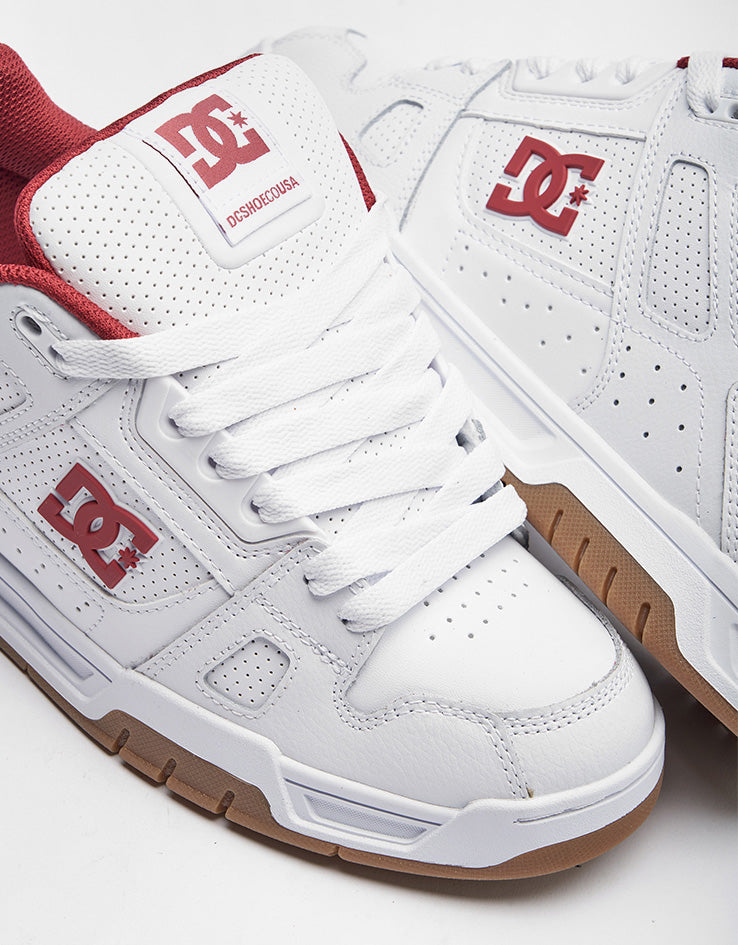 DC Stag Skate Shoes - White/Brick Red/Gum
