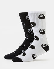 Santa Cruz Winkowski Eight Baller 2 Pack Crew Socks - White & Black