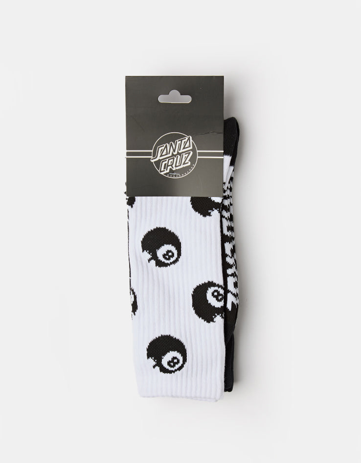 Santa Cruz Winkowski Eight Baller 2 Pack Crew Socks - White & Black