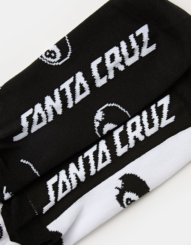 Santa Cruz Winkowski Eight Baller 2 Pack Crew Socks - White & Black