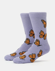 Route One Butterflies Crew Socks - Purple