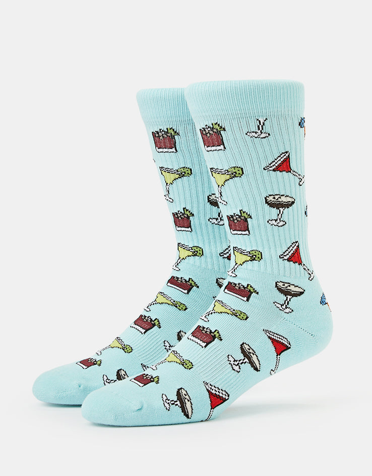 Route One Cocktails Crew Socks - Light Blue
