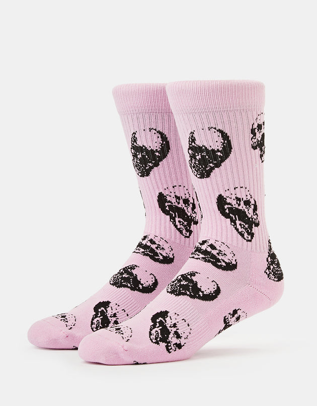 Route One Skulls Crew Socks - Pink