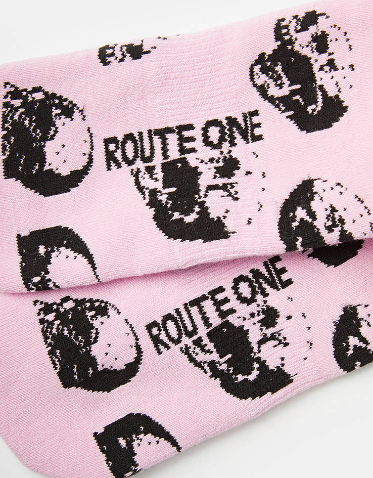 Route One Skulls Crew Socks - Pink