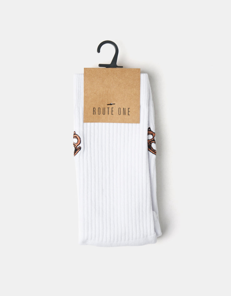 Route One Knuckleduster Crew Socks - White