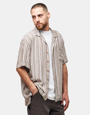 Brixton Bunker Twisted Stripe S/S Shirt - Robust Red