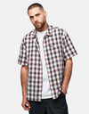 Brixton Cru Plaid S/S Shirt - Black/Off White/Red