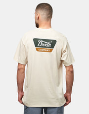 Brixton Linwood T-Shirt - Cream/Dark Green/Metal Bronze
