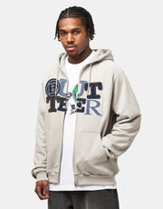 Butter Goods Patchwork Zip-Thru Hoodie - Cement