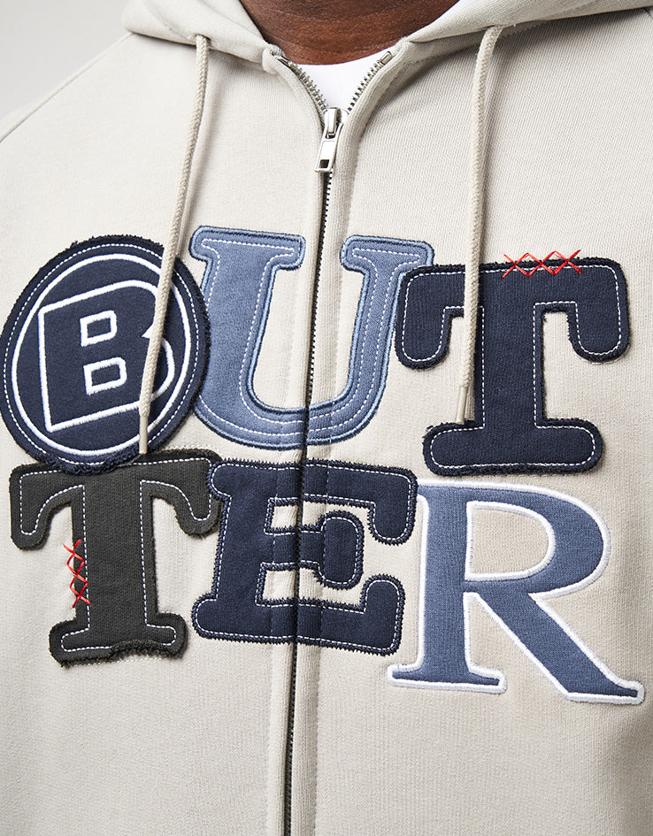 Butter Goods Patchwork Zip-Thru Hoodie - Cement