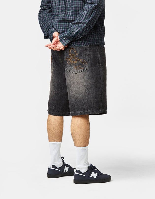 Butter Goods Scorpion Stitch Denim Shorts - Slub Black