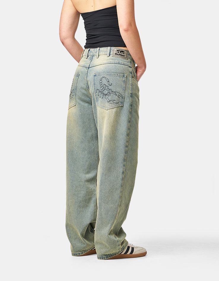 Butter Goods Scorpion Stitch Denim Jeans - Tinted Light Blue