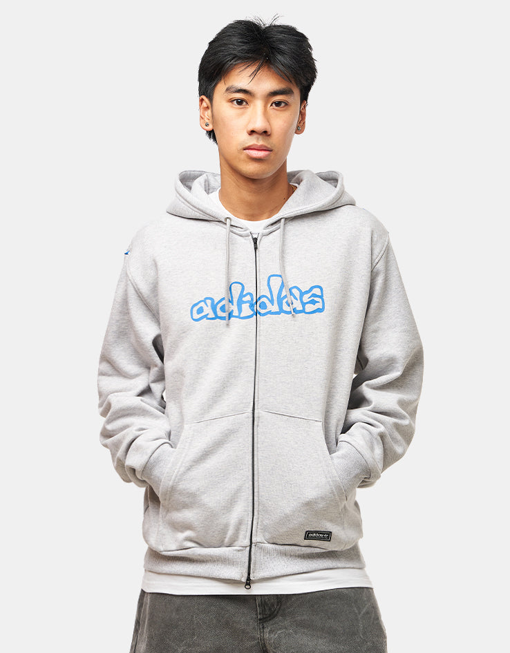 adidas x Kogancult Zip Hoodie - Heather Grey/Lucid Ray