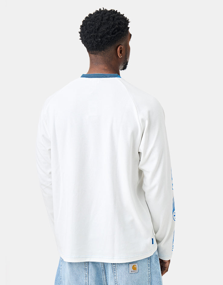 adidas Skate Form L/S T-Shirt - White/Lucid Ray/Blue