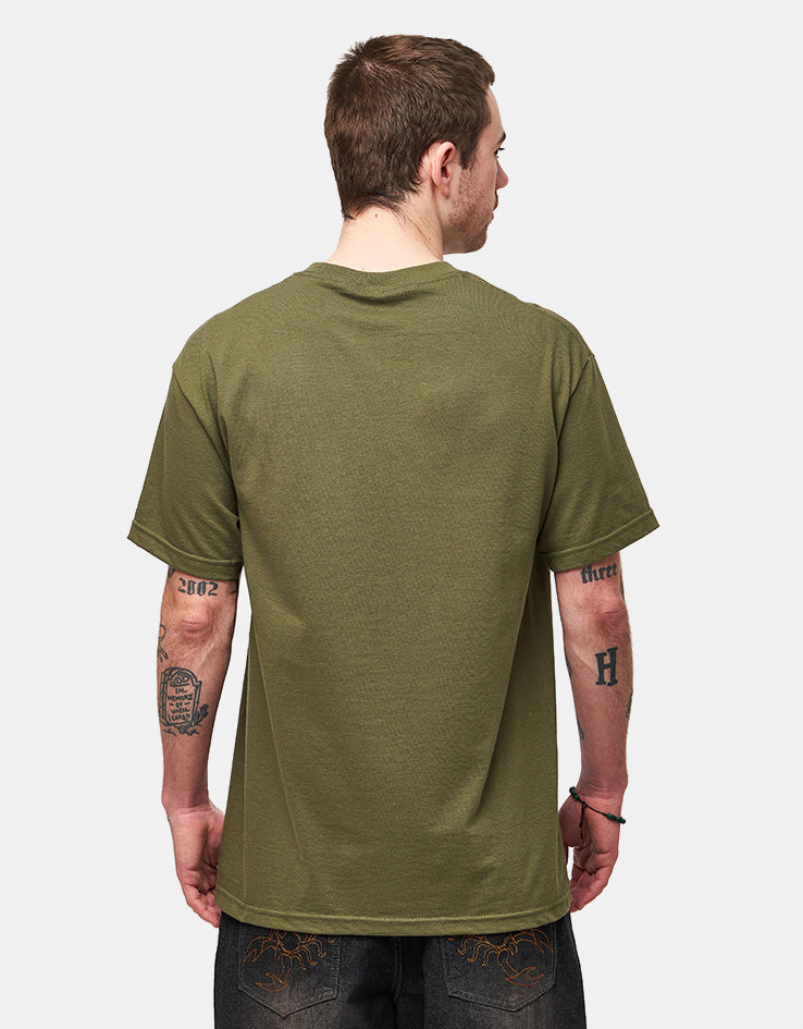 Spitfire Bighead Smoke T-Shirt - Military Green/White