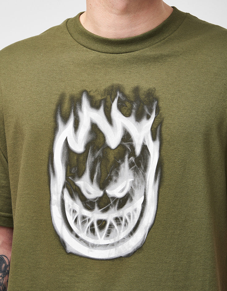 Spitfire Bighead Smoke T-Shirt - Military Green/White