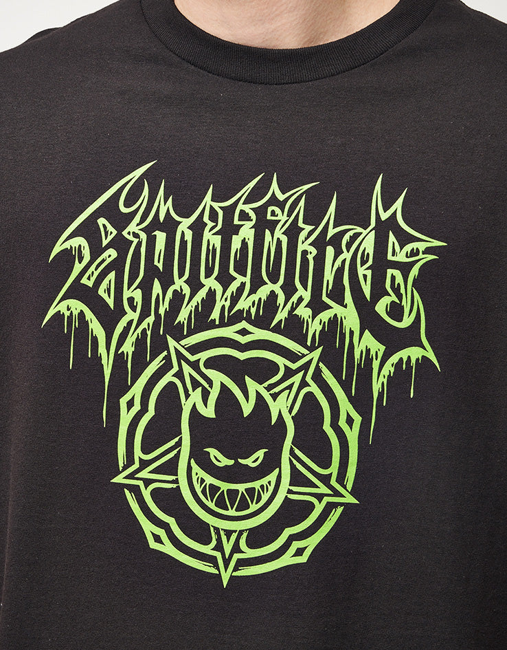 Spitfire Basic Pentagram Drip T-Shirt - Black/Green