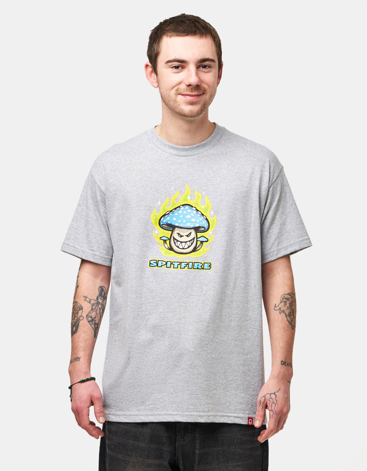 Spitfire Mushroom Bighead T-Shirt - Heather Grey/Multi
