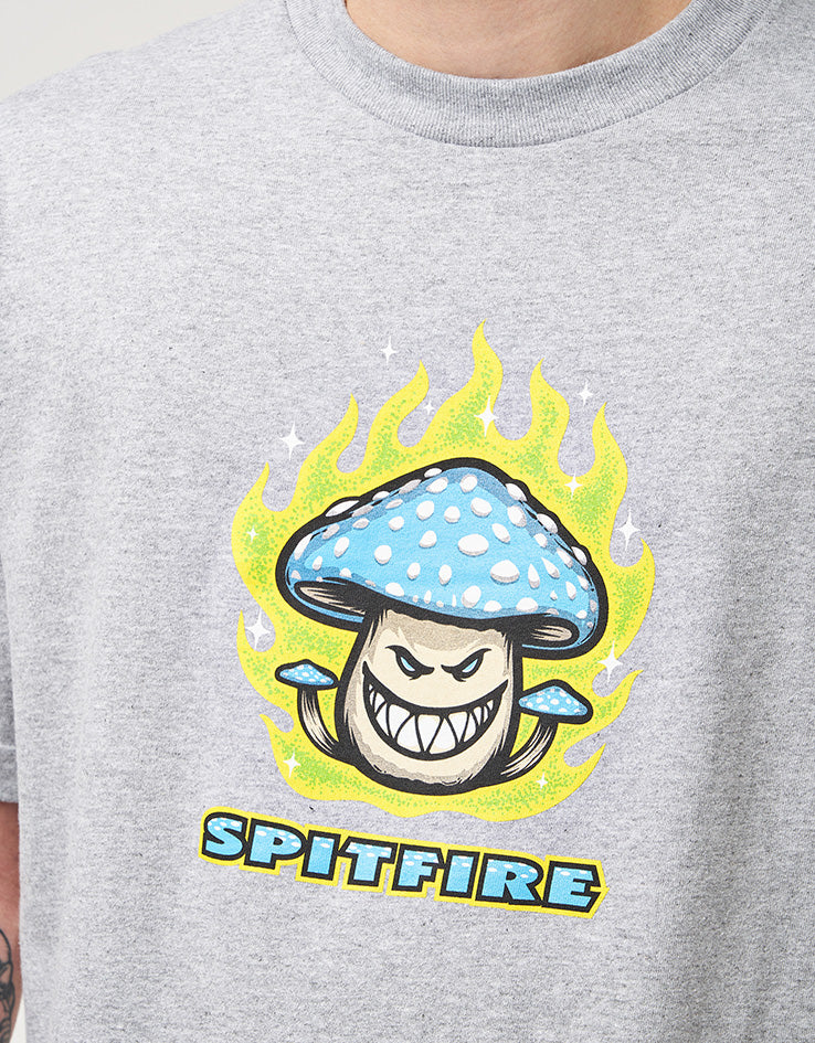 Spitfire Mushroom Bighead T-Shirt - Heather Grey/Multi