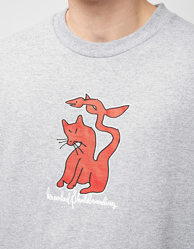 Krooked Kat Serpent T-Shirt - Heather Grey/Red/White/Black