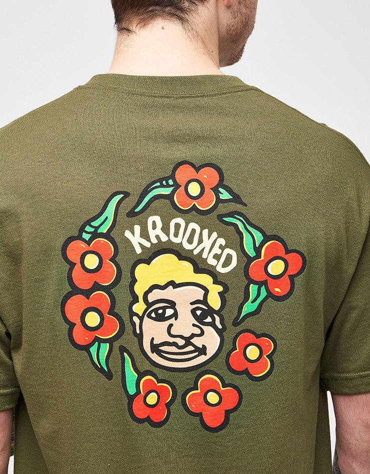 Krooked MG T-Shirt - Military Green/Black/Multi
