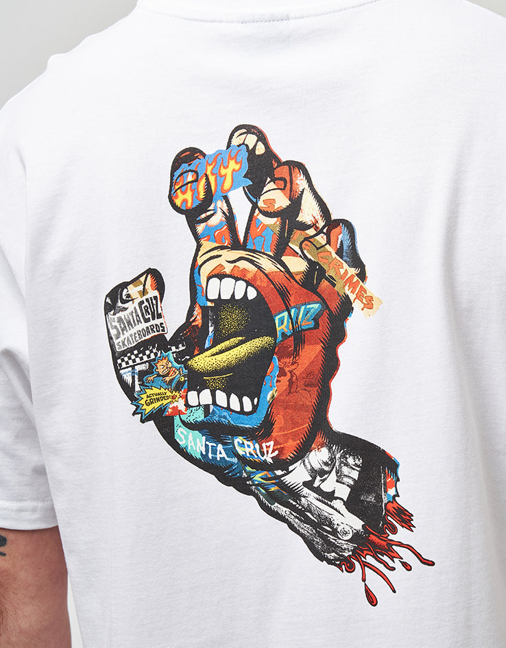 Santa Cruz Collage Hand T-Shirt - White