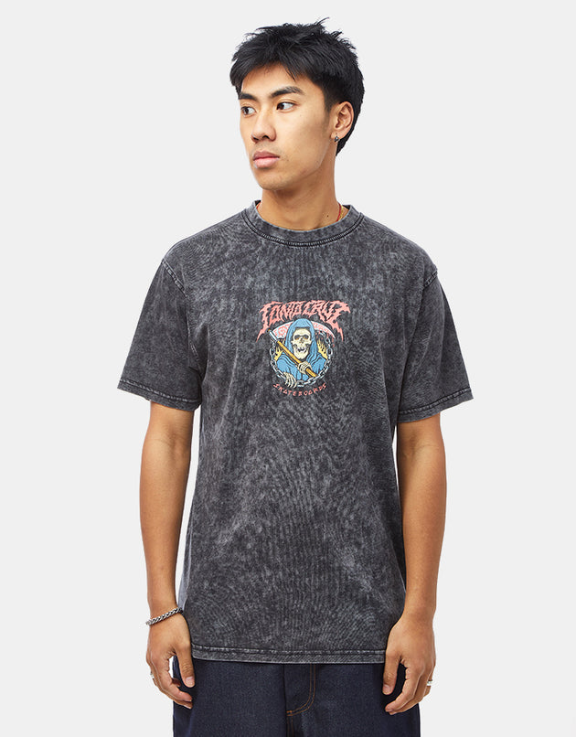 Santa Cruz Out Of Time Front T-Shirt - Black Acid Wash