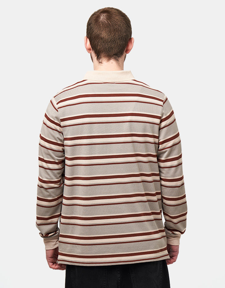 Santa Cruz Cera L/S Polo - Stone Grey/Coffee