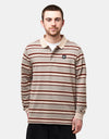 Santa Cruz Cera L/S Polo - Stone Grey/Coffee