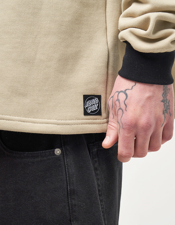 Santa Cruz Out Of Time Strip 1/4 Zip Crew - Stone Grey