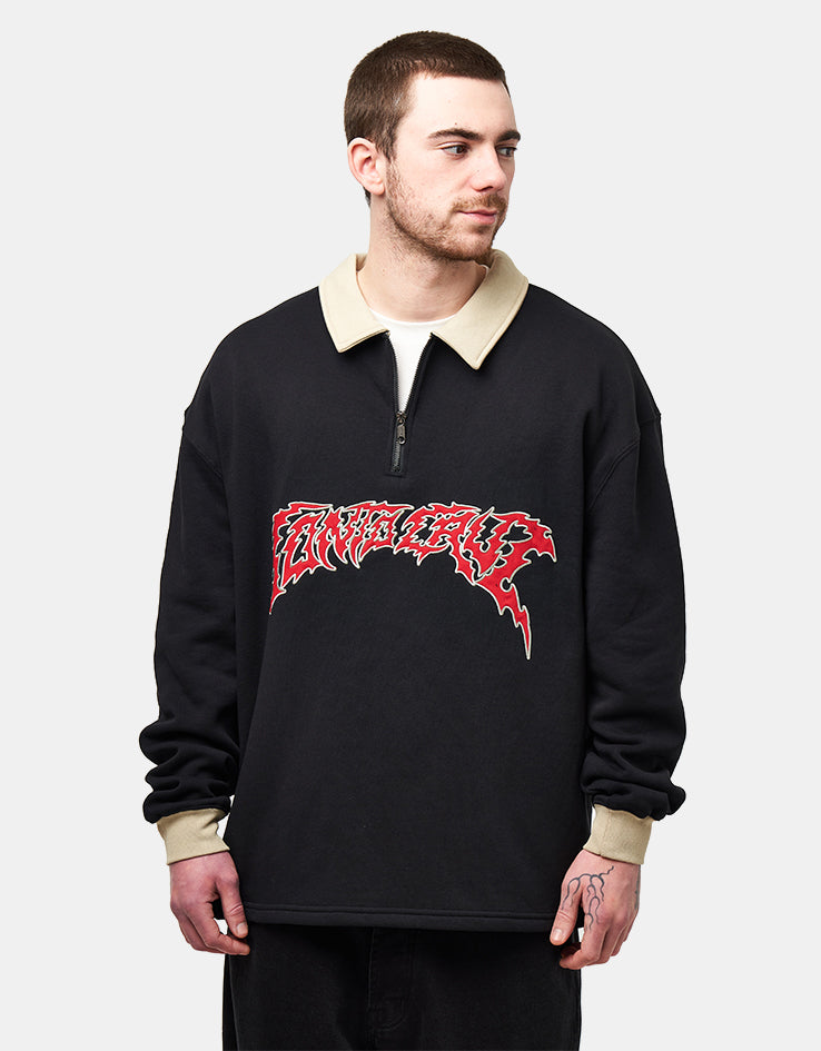 Santa Cruz Out Of Time Strip 1/4 Zip Crew - Black