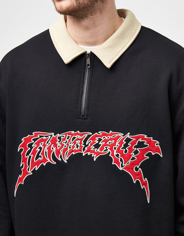 Santa Cruz Out Of Time Strip 1/4 Zip Crew - Black
