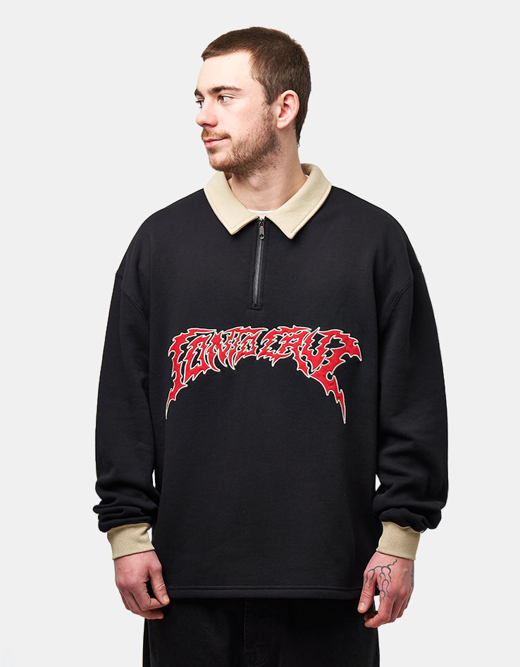 Santa Cruz Out Of Time Strip 1/4 Zip Crew - Black