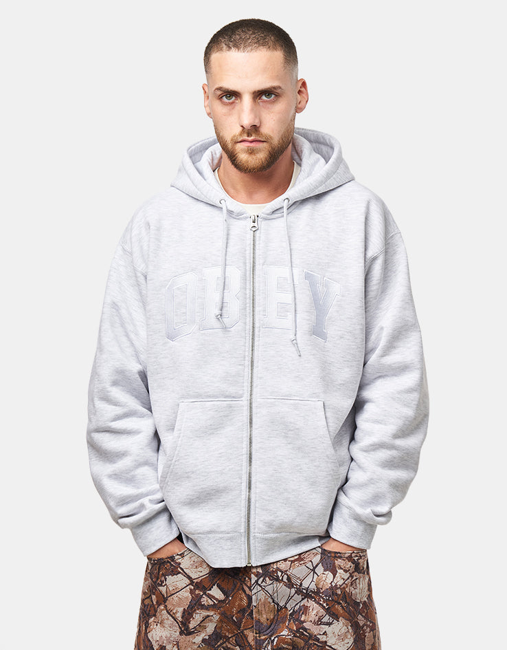 Obey Collegiate Zip Hoodie - Ash Grey