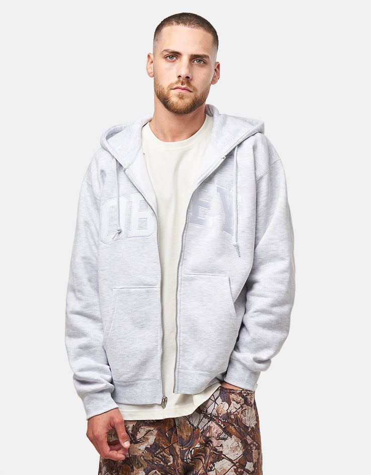 Obey Collegiate Zip Hoodie - Ash Grey