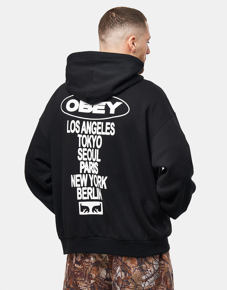 Obey Oval Cities Pullover Hoodie - Black
